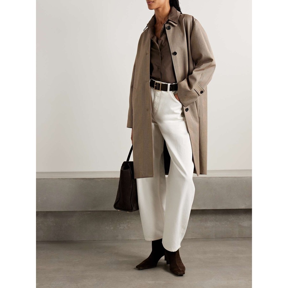 NWOT Nili Lotan Watson Duster Trench Coat in Beige Check Old Money/ Quiet Luxury